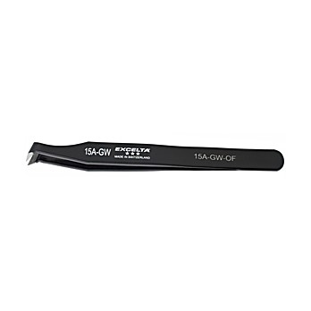 Three Star High Precision Angulated Head Tipped Stainless Steel Cutting Tweezer, Excelta # 15A-GW
