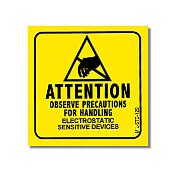 ESD Attention Label, Reusable, 4" x 4"