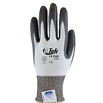 G-Tek CR Plus Gloves made with Dyneema Technology, White coated with Black Polyurethane