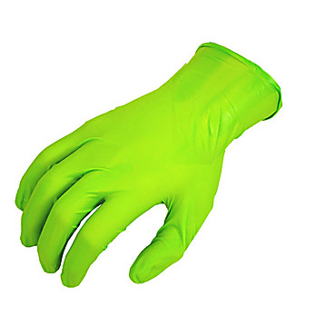 Best N-DEX Free Nitrile Gloves, Hi-Viz Green, 9.5" Length, 4 mi,  Accelerator Free, Textured Finger Tips