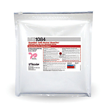 QuanSat™ with Vectra QuanTex™ Polyester Knit IPA Presaturated Wipers, 9x9, 70% IPA
