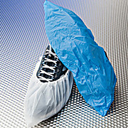 Compressed Polyethylene Disposable Shoecovers, 2.5mil Thick, Seamless Bottoms, Blue or White