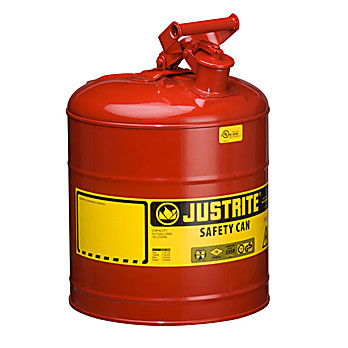 Type I Steel Safety Can for Flammables, with Funnel, 5 gallon (19L), S/S Flame Arrester, Self-Close Lid, Red