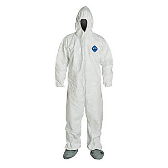 Tyvek Coverall with Hood and Skid-Resist Boots, 4X-Large