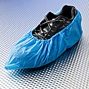 XtraClean Disposable Shoecovers, Compressed Polyethylene, 4.0mil Thickness, Seamless Bottoms, Blue, X-Large