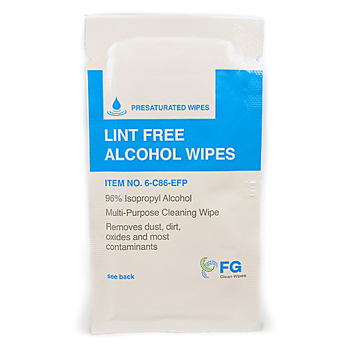 8 x 6 Lint Free Alcohol Wipes - 96% IPA Individually Wrapped Sachets