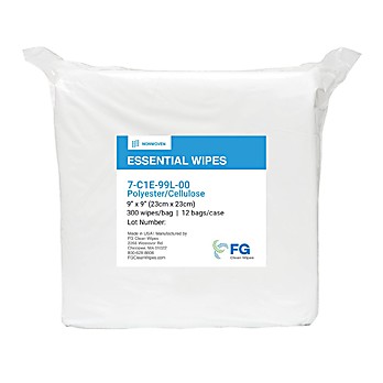 9" x 9" Lint Free Wiper Enhanced Nonwoven Polyester Cellulose Wipes (C1E)