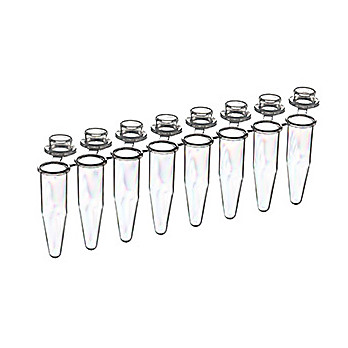 PCR 8-TUBE BREAKABLE STRIPS, 0.2 ML, PP, NATURAL, WITH ATTACHED INDIVIDUAL DOME CAPS