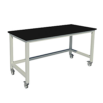 Fixed Height Heavy Duty Steel Tables with  Phenolic Work Surfaces and Swivel Casters
