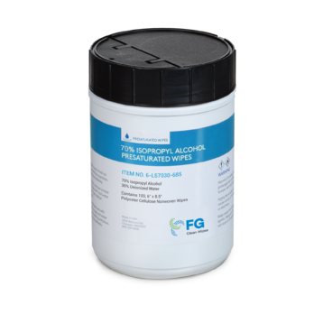 Presaturated Canister 70% Alcohol Wipes -6"x8.5" - 100 Wipes/Canister