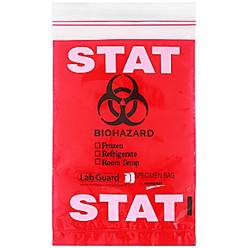 Lab Guard® Recloseable Specimen Bags, STAT