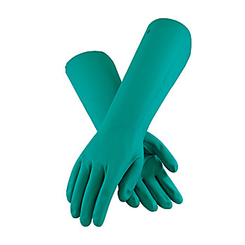 Gloves, PIP, Assurance Unsupported Nitrile Chemical Gloves, Large, Green, 22 Mil 18 Inch Cuff Length, Unlined, Sandpatch Grip, 12PR/dz