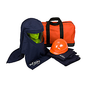 Ultralight PPE 4 Arc Flash Kit with Ventilated Hood - 40 Cal/cm2, JACKET/PANT, VENTILATED HOOD, SAFETY GLASSES AND CARRY BAG, LARGE