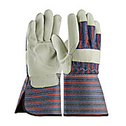 Gloves, Regular Grade Top Grain Cowhide Leather Palm Glove with Fabric Back - Gauntlet Cuff, 1/dz 6dz/cs