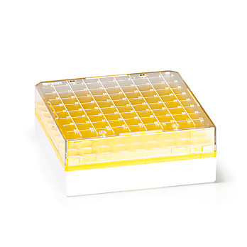 81 Place Yellow Polycarb Freezer Box for 1.0/2.0ml Tubes