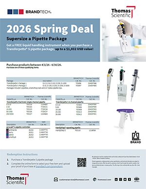 Get a FREE liquid handling instrument when you purchase a Transferpette® S pipette package, up to a $1,032 USD value!