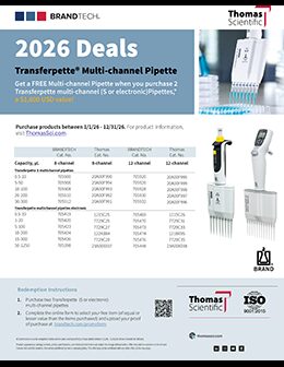 Get a FREE Multi-channel Pipette when you purchase 2 Transferpette multi-channel (S or electronic)Pipettes,* a $1,600 USD value!