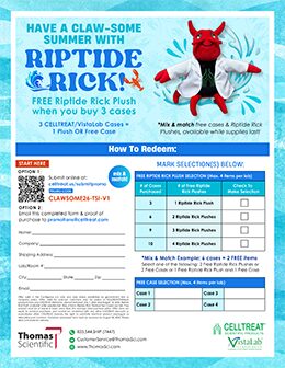 HAVE A CLAW-SOME SUMMER WITH RIPTIDE RICK! FREE Riptide Rick Plush when you buy 3 cases