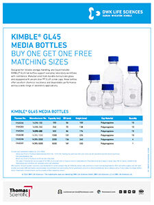 Buy One Get One FREE KIMBLE® GL45 Media Bottles