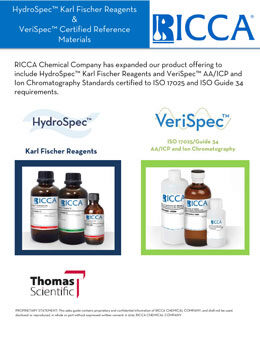HydroSpec™ Karl Fischer Reagents and VeriSpec™ Certified Reference Materials