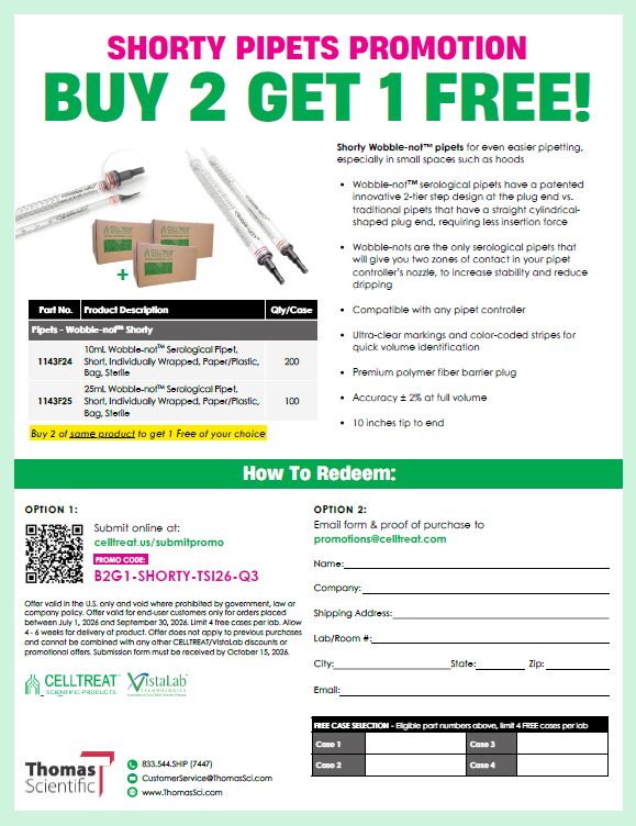 Buy 2 Get 1 FREE on Shorty Pipets