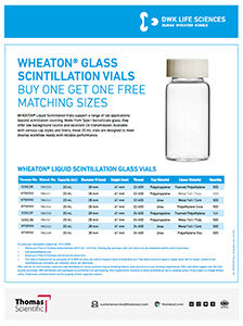 Buy One Get One FREE WHEATON® Glass Scintillation Vials